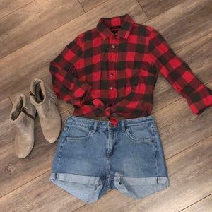 Red plaid flannel shirt